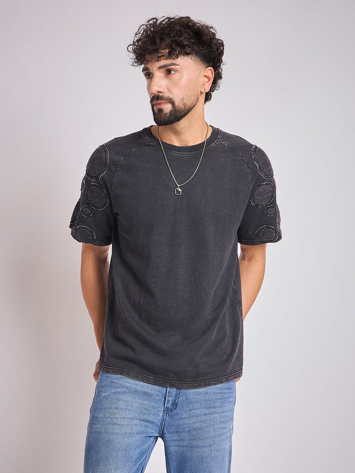 Moon Wash Craters Applique Oversized Tshirt