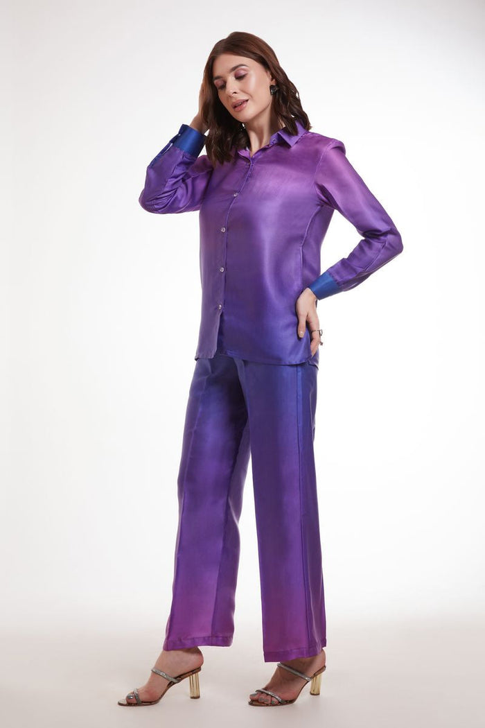 MULTI COLOR PRINTED MODAL SATIN CO-ORD SET - qivii