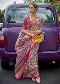Multicolored Patola Printed Viscose Silk Saree - qivii