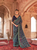 Navy Blue Georgette Patola Saree