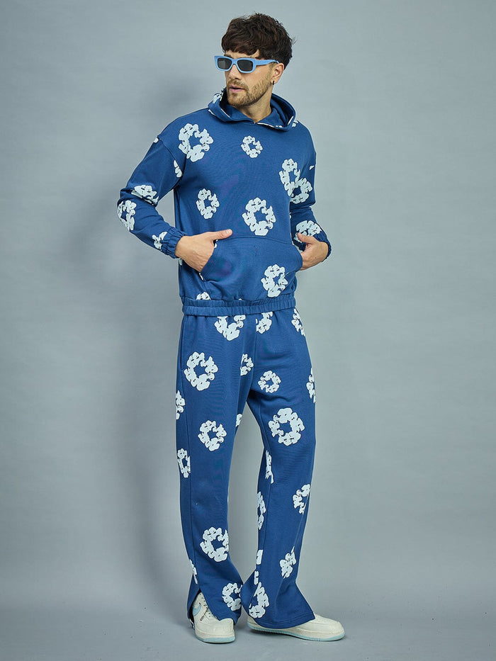 Navy Floral Oversized Hoodie
