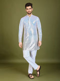 OMBRE YELLOW REAL GEORGETTE THREAD & SEQUENCE EMBROIDERED WORK KURTA - qivii