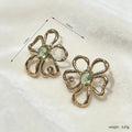 UV-plated 18K Gold Hollow Green Zircon Flower Earrings for Women