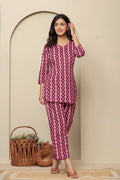Pink Printed Cotton Co- Ord Set