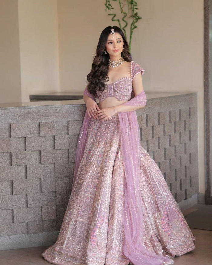 Purple Premium Kasturi Silk Embellished With Beautiful Multi Thread Embroidery Lehenga - INSPIRED | Ready To Wear - qivii