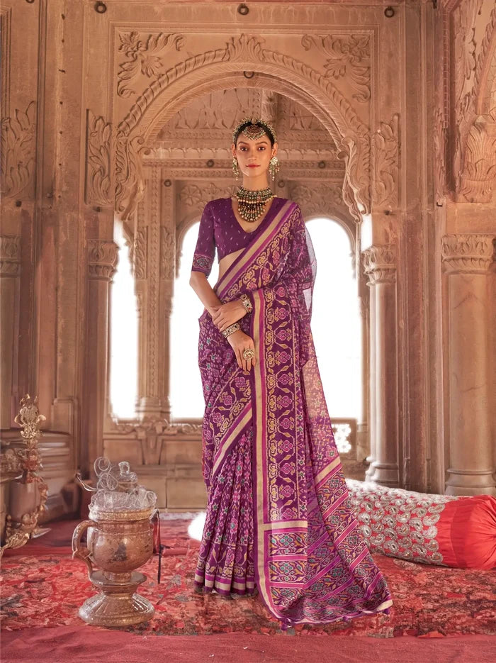 Royal Purple Georgette Patola Saree