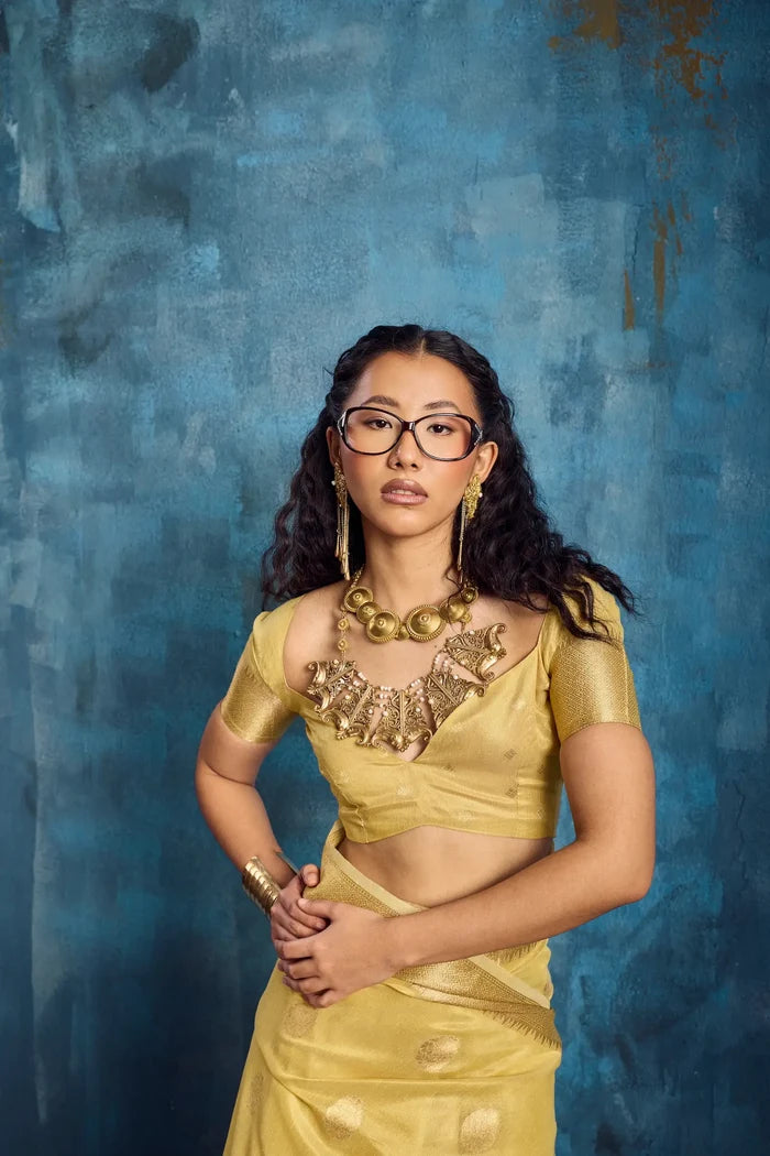 Sand Yellow Tissue Paithani Saree