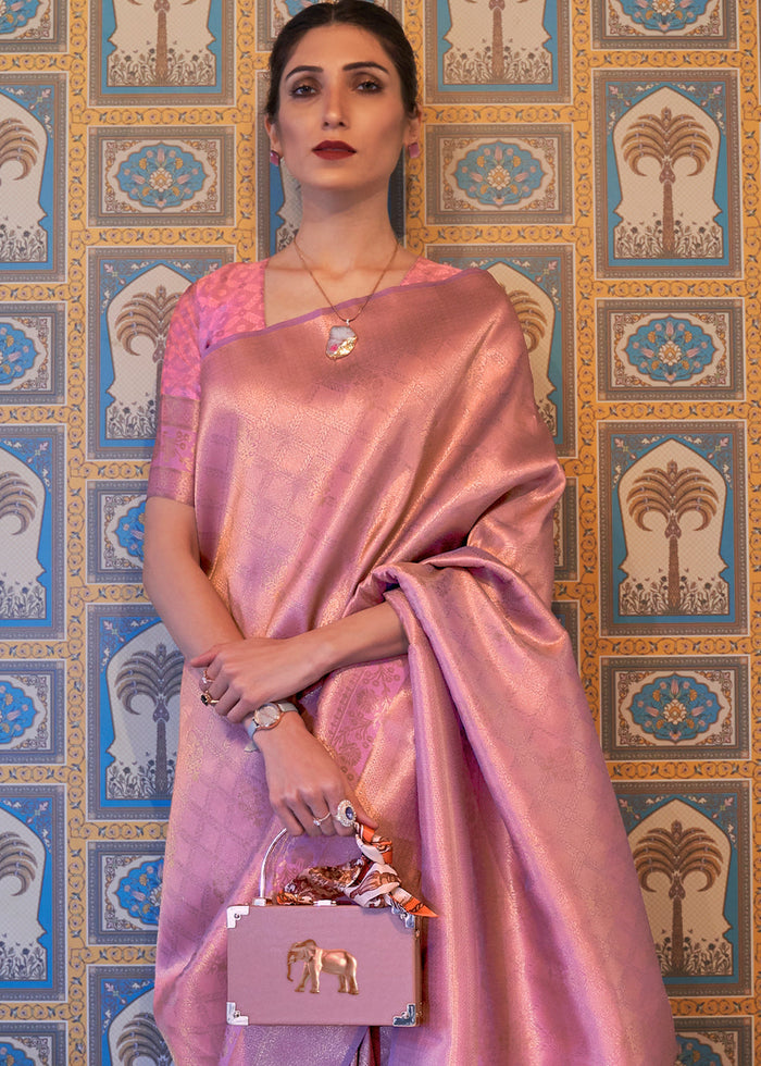 Shades Of Pink Soft Handloom Weave Kanjivaram Silk Saree : Festival Edition - qivii