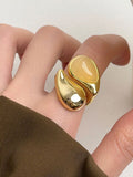 Simple Transparent Irregular Water Drop Open Ring  - By Qivii