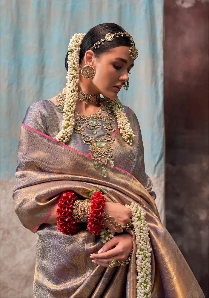 Slate Grey Two Tone Silk Saree