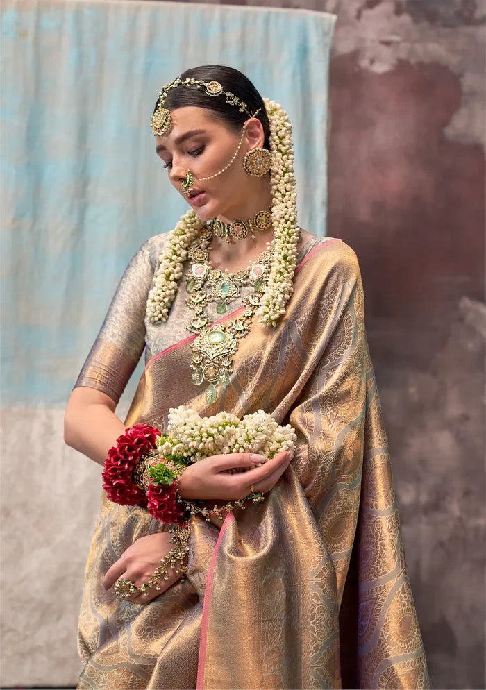 Slate Grey Two Tone Silk Saree