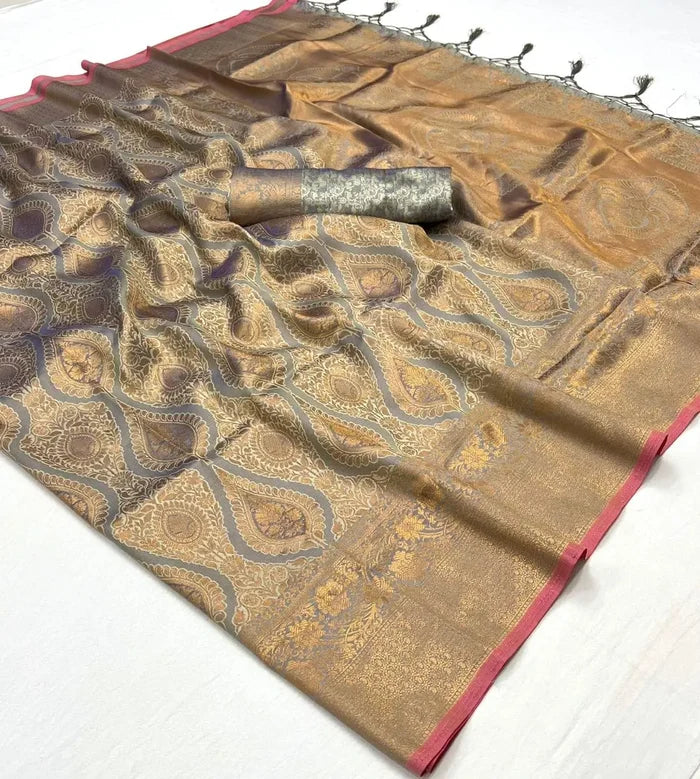 Slate Grey Two Tone Silk Saree