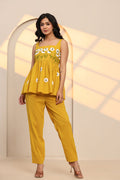 Spicy Mustard Hand Embroidered Cotton Co- Ord Set