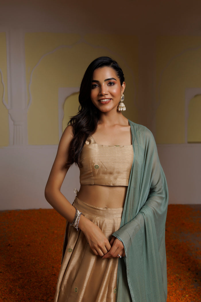 Taffy Golden Brown Lehenga Set