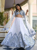 White Embroidery Work Satin Lehenga Choli