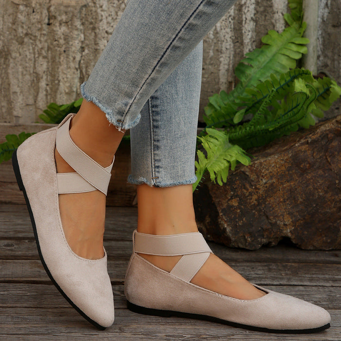 Women’s FlexiWalk Cross-Strap Slip-On Loafers – Round-Toe Low-Top Flats (US 5–10.5)