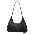 Women's Heartland Crescent — Vintage-Inspired Shoulder Saddle with Distressed Leather Accents & Adjustable Strap