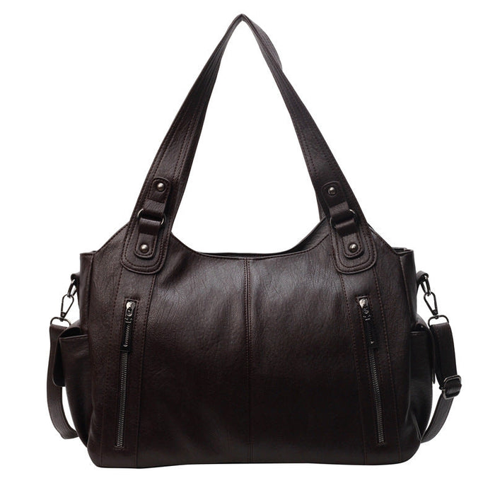 Women's Large-Capacity Vintage Tote Bag: Versatile High-End Shoulder and Handbag, Suitable for Crossbody Wear