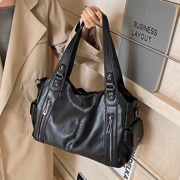 Women's Large-Capacity Vintage Tote Bag: Versatile High-End Shoulder and Handbag, Suitable for Crossbody Wear