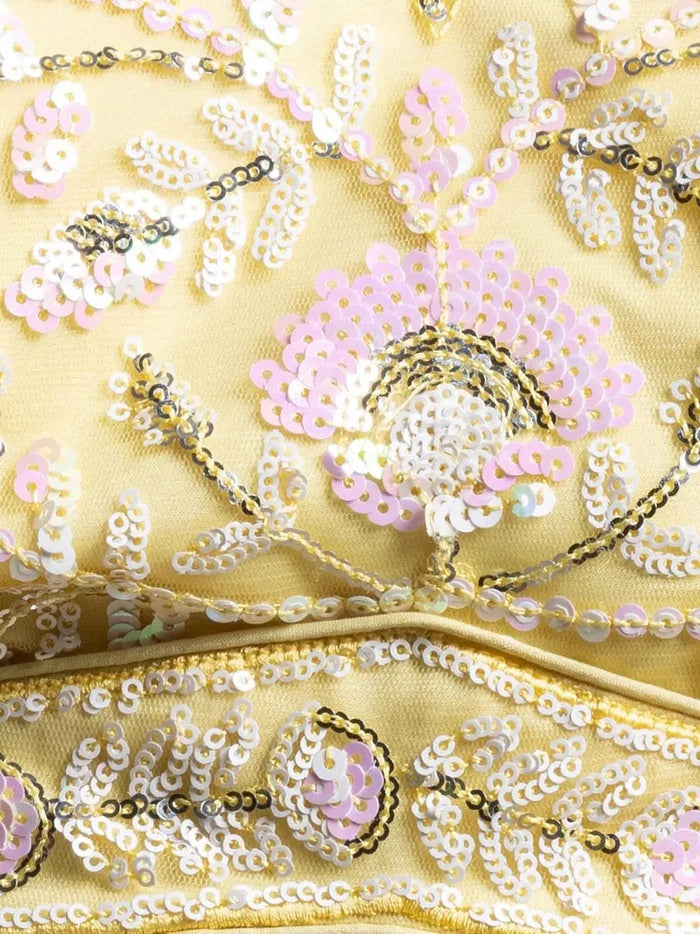 Yellow Sequins Work Net Lehenga Choli